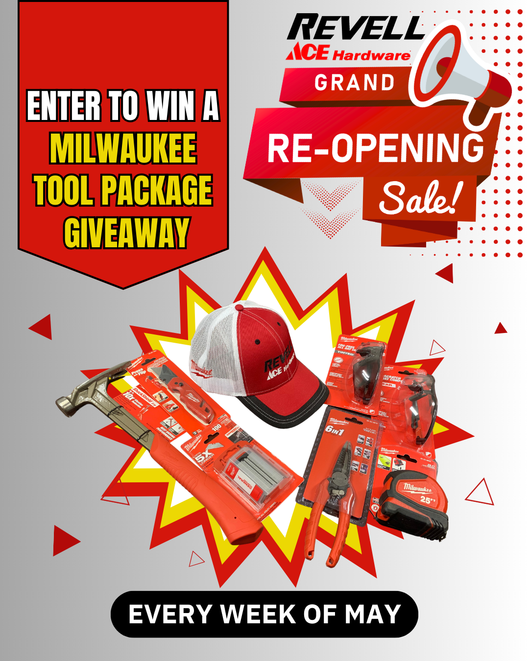 Enter to Win Milwaukee products Grand Re-Opening